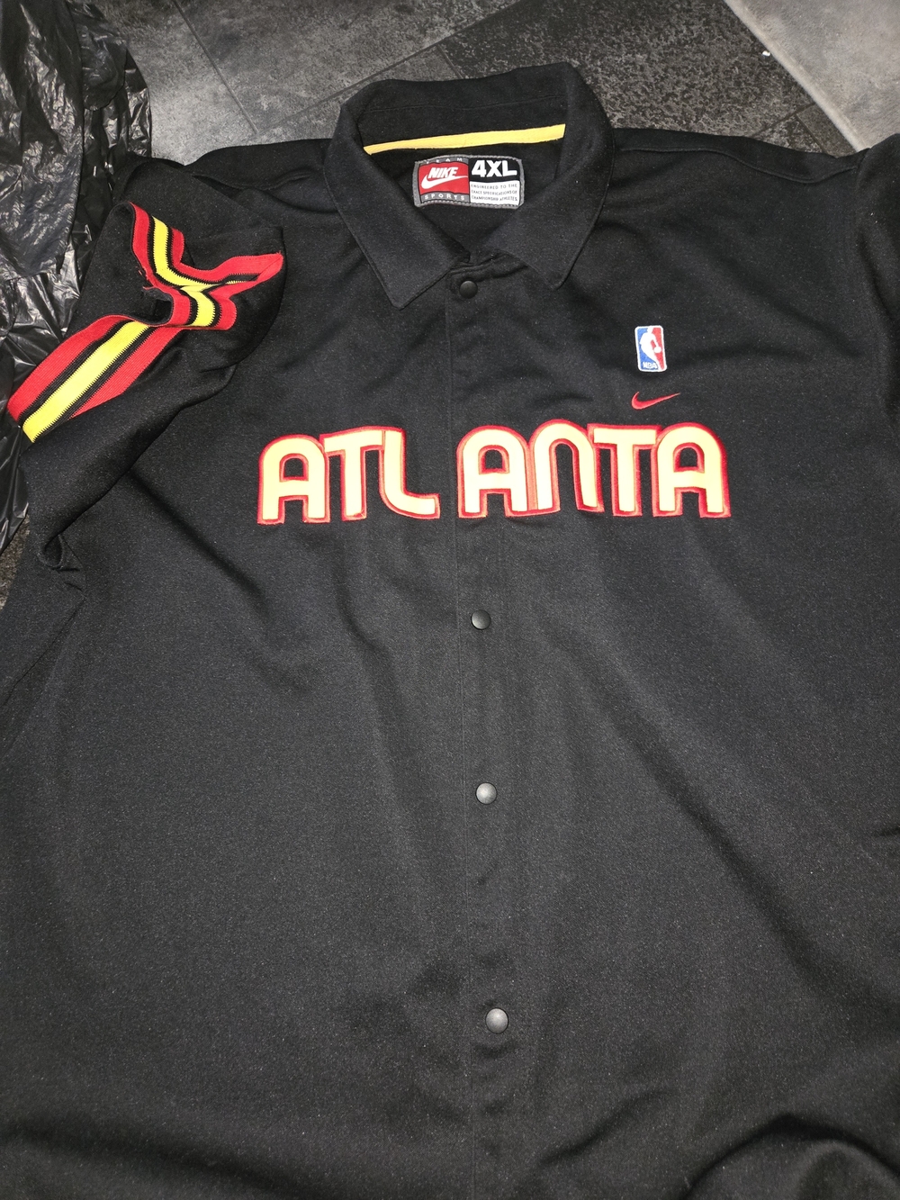 Nike Black Atlanta Team Button-Up Shirt with Red and Yellow Accents